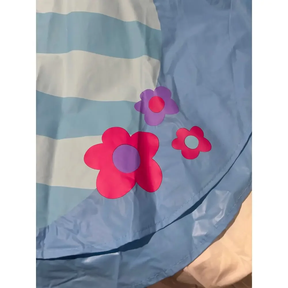 Stephen Joseph blue fish poncho with flowers euc one size 3-6ish used once euc
